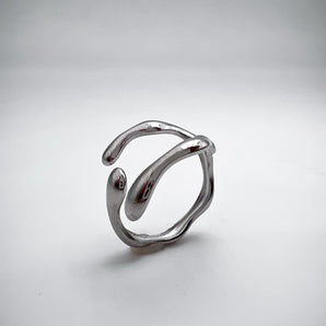 Anel Irregular em aço prateado