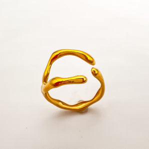 Anel Irregular em aço dourado