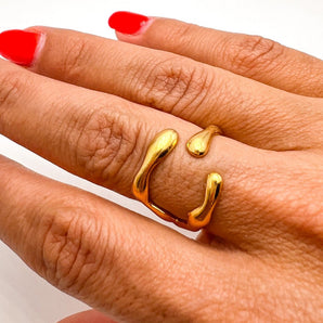 Anel Irregular em aço dourado